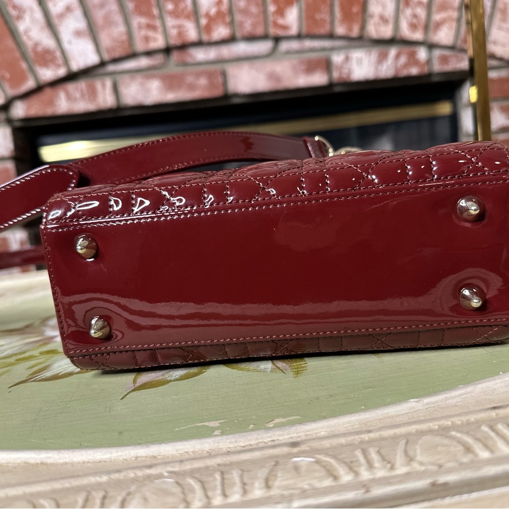 Christian Dior Lady Dior 24cm – Red Patent Leather – Gold Hardware - Picture 6 of 10